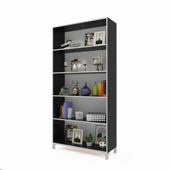 Kenzlife kitaplık tuğçe 188*090*020 gri ayaklı mutfak dolabı banyo ofis ayakkabılık kiler