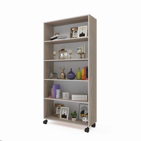 Kenzlife kitaplık beril 188*090*020 crd tekerlekli mutfak dolabı banyo ofis ayakkabılık kiler