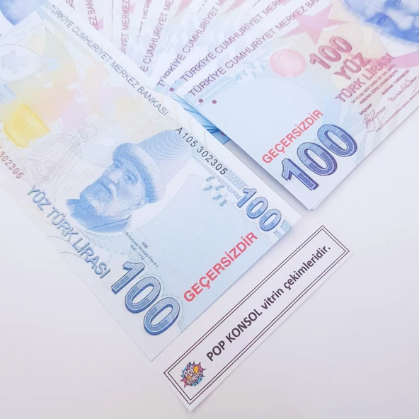 150 Adet Geçersiz Para 50 100 200 Türk Lirası Parti Şaka Düğün Parası Karışık TL - 4