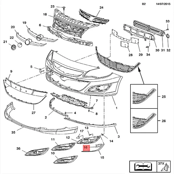 Opel Astra J Sol Üst Büyük Sis Kapağı - Resim 3