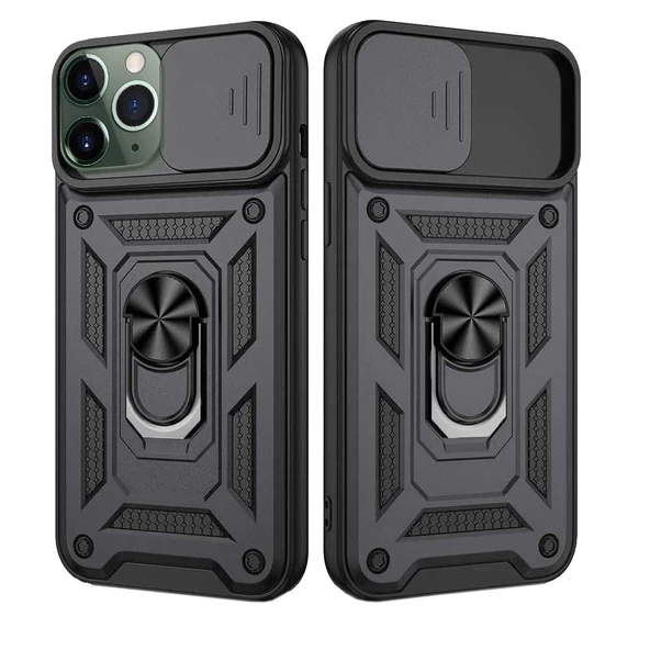 Apple iPhone 11 Pro Max Uyumlu Kızaklı Kamera Korumalı Tank Kılıf