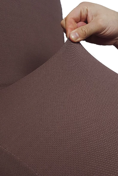Spandex Mikro Petek Kumaş Likralı Lastikli Tüylenmez 6'lı Sandalye Kılıfı Esnek Sandalye Örtüsü - Koyu Kahve - Resim 2