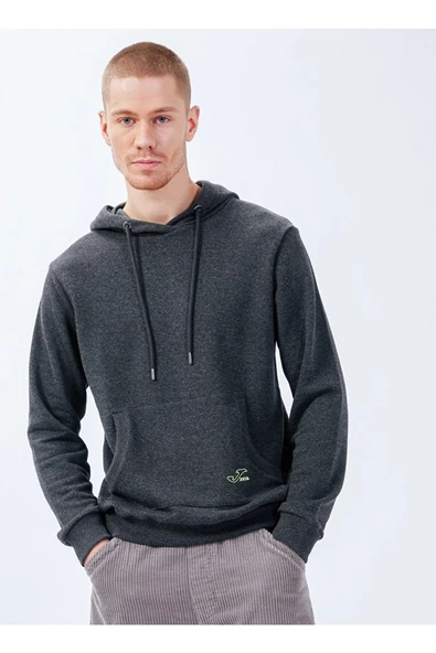 Joma Sweat Hoody Begin M - Erkek Pamuklu Antrasit Sweatshirt - 4222316 - 2