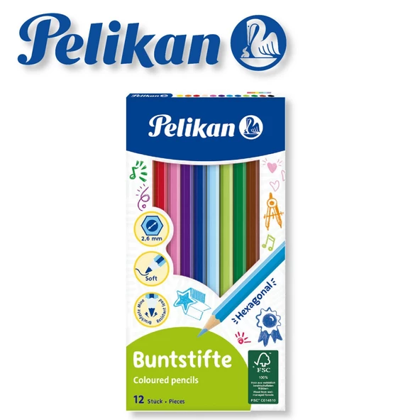 Pelikan 12'li Kuru Boya Kalemi / BS12LN