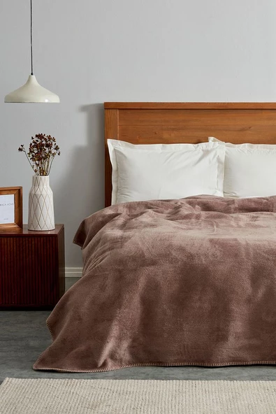 Saye Çift Kişilik Double Pamuk Battaniye Vizon-Bej