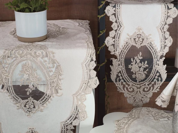 Kösem Kadife Salon Takımı 5 Parça - 4