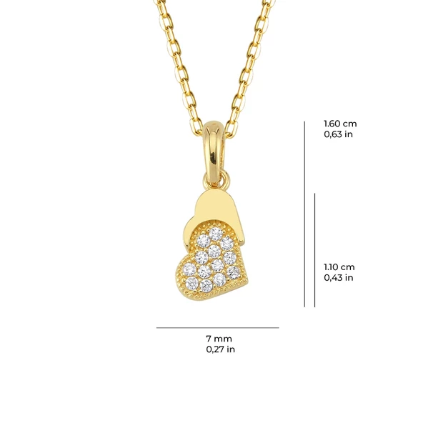 14 Ayar Kalp Taşlı Altın Kolye 1,81 gr - Resim 2
