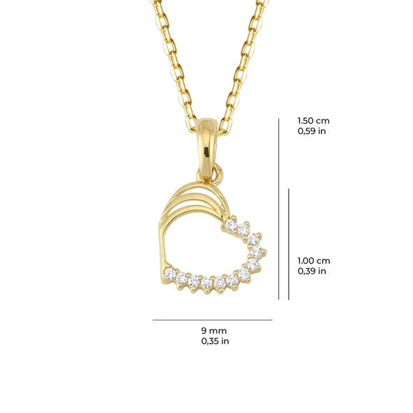 14 Ayar Taşlı Kalp Altın Kolye 1,72 gr - Resim 2