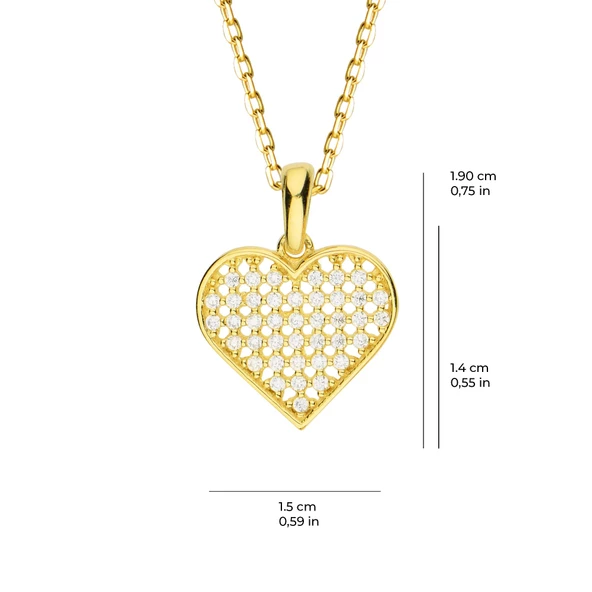 14 Ayar Kalp Taşlı Altın Kolye 2,1 gr - Resim 2