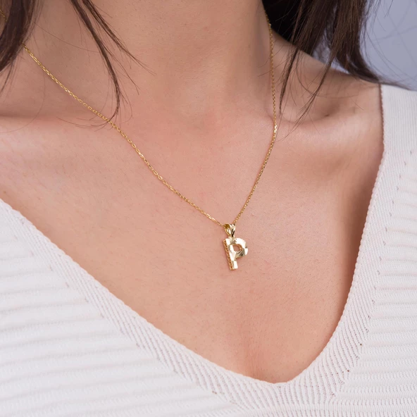 14 Ayar Altın P Harfi Kolye Ucu 0.59 gr - Resim 3