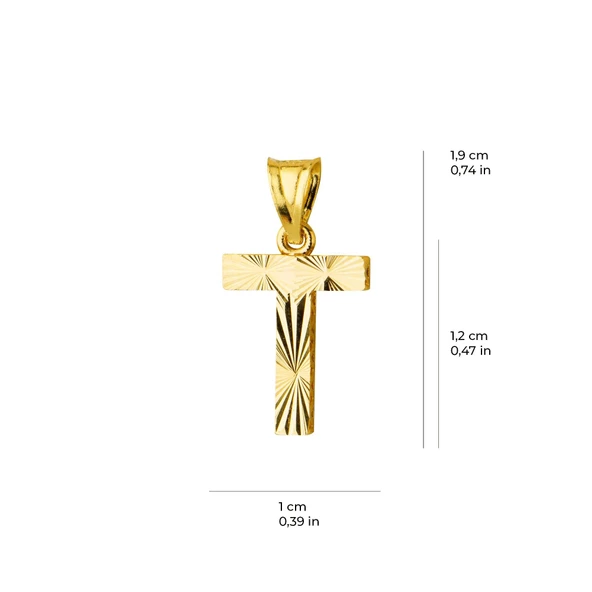 14 Ayar Altın T Harfi Kolye Ucu 0.54 gr - Resim 5