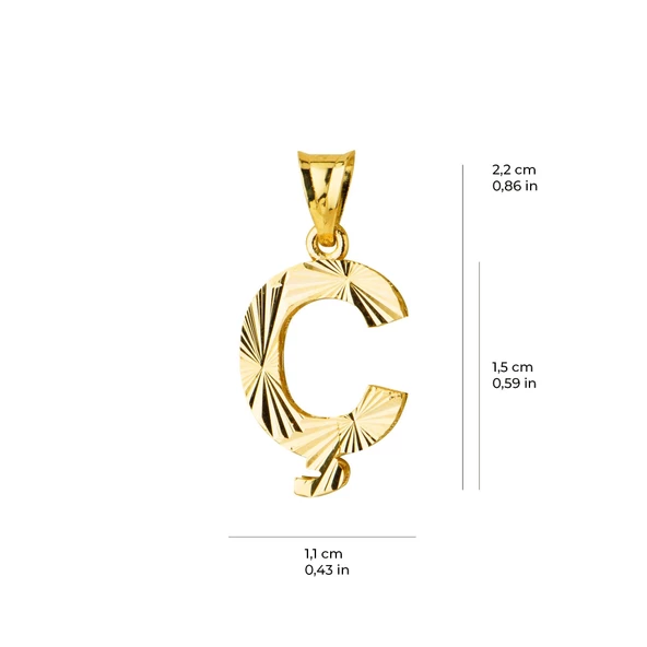 14 Ayar Altın Ç Harfi Kolye Ucu 0.64 gr - 5