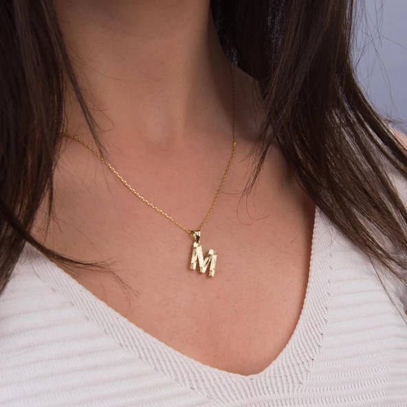 14 Ayar Altın M Harfi Kolye Ucu 0.96 gr - 3