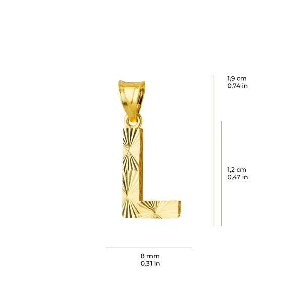 14 Ayar Altın L Harfi Kolye Ucu 0.45 gr - 5