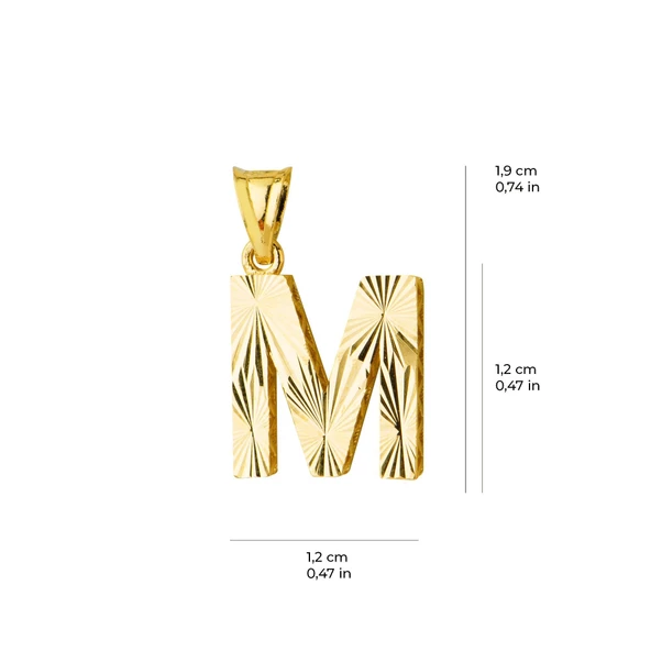 14 Ayar Altın M Harfi Kolye Ucu 0.96 gr - 5