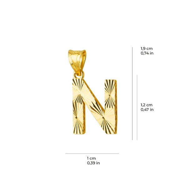 14 Ayar Altın N Harfi Kolye Ucu 0.62 gr - Resim 5