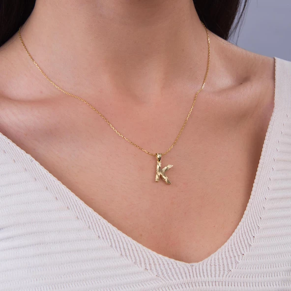 14 Ayar Altın K Harfi Kolye Ucu 0.64 gr - Resim 3