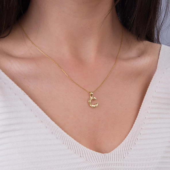 14 Ayar Altın C Harfi Kolye Ucu 0.56 gr - Resim 2