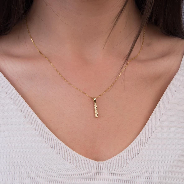 14 Ayar Altın İ Harfi Kolye Ucu 0.42 gr - Resim 2