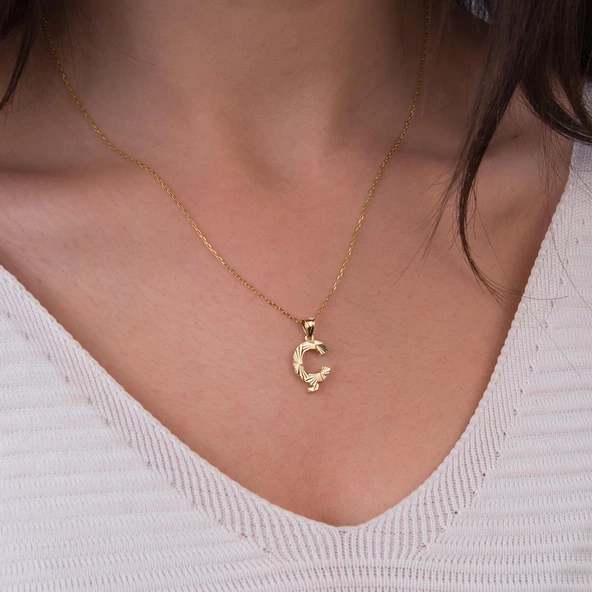 14 Ayar Altın Ç Harfi Kolye Ucu 0.64 gr - 2