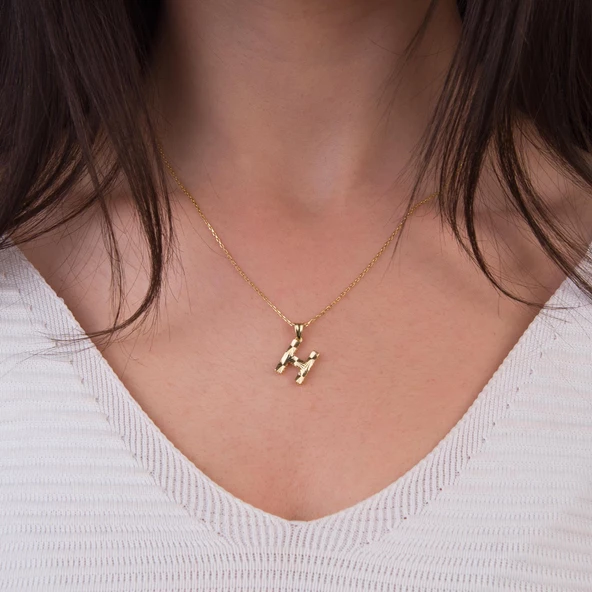 14 Ayar Altın H Harfi Kolye Ucu 0.64 gr - Resim 2