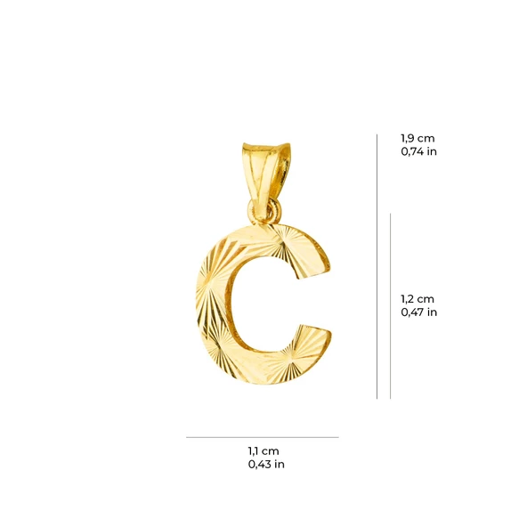 14 Ayar Altın C Harfi Kolye Ucu 0.56 gr - Resim 5