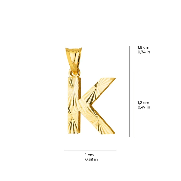 14 Ayar Altın K Harfi Kolye Ucu 0.64 gr - Resim 5