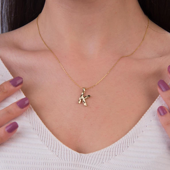 14 Ayar Altın K Harfi Kolye Ucu 0.64 gr - Resim 2