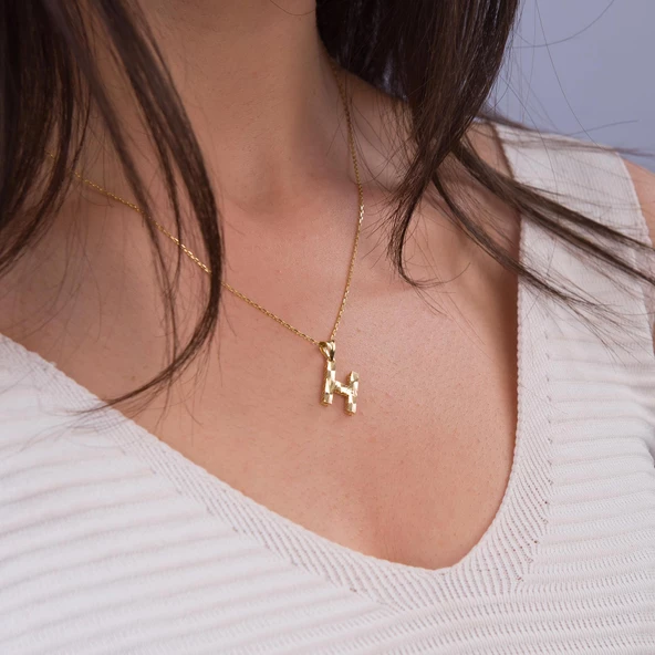 14 Ayar Altın H Harfi Kolye Ucu 0.64 gr - Resim 3