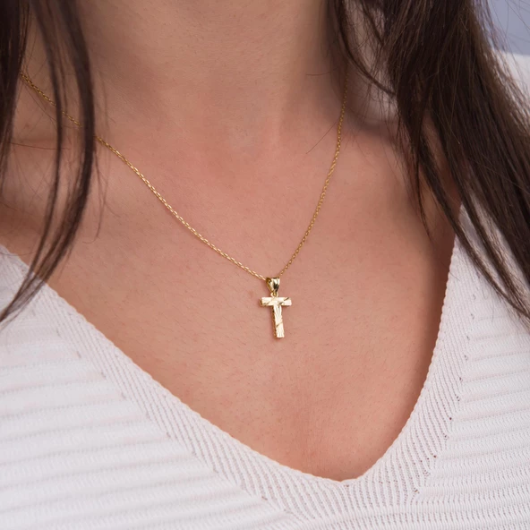 14 Ayar Altın T Harfi Kolye Ucu 0.54 gr - Resim 3