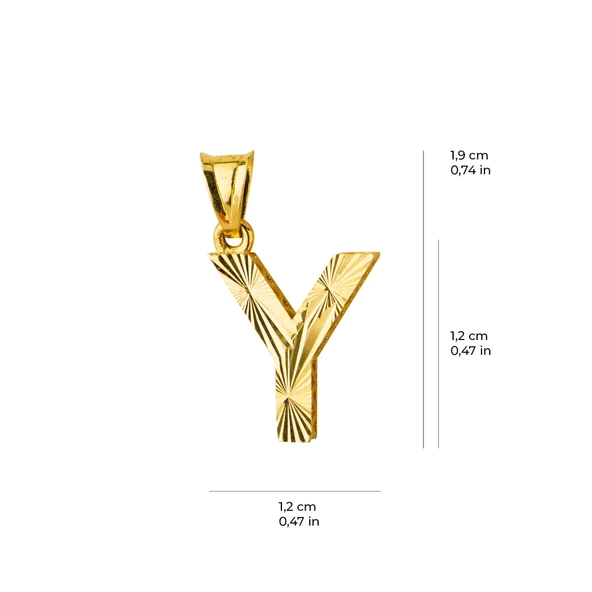 14 Ayar Altın Y Harfi Kolye Ucu 0.57 gr - Resim 5