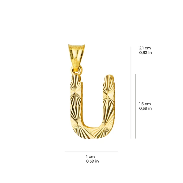 14 Ayar Altın Ü Harfi Kolye Ucu 0.69 gr - Resim 5