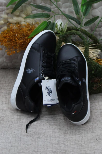 U.S. Polo Assn. Erna 4FX Siyah Beyaz Orijinal Ürün Sneaker Spor Ayakkabı - Resim 6