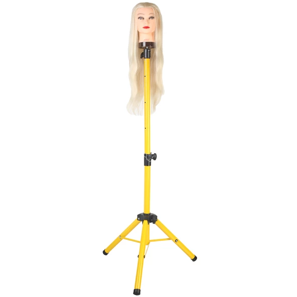 Kuaför Eğitim Mankeni İçin Metal Tripod - Sari + Taşıma Çantası - 2