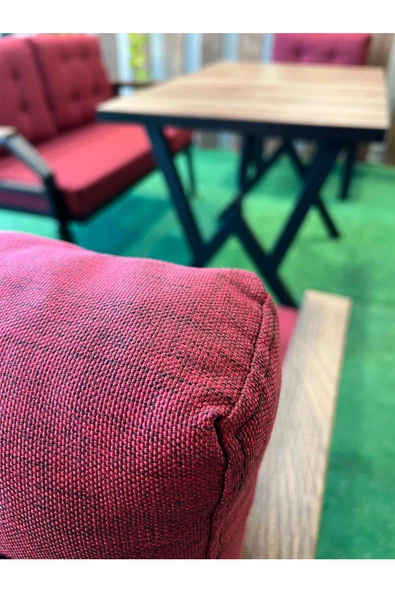 UFUK HOME Kavacık 2+2+1+1 Masalı Bordo Bahçe Mobilyası, Balkon Çay Seti, Bahçe Koltuk Takımı - 3