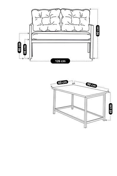 UFUK HOME Kavacık 2 2 Sehpalı Yeşil Bahçe Mobilyası, Balkon Çay Seti, Bahçe Koltuk Takımı, Balkon Takımı - 2