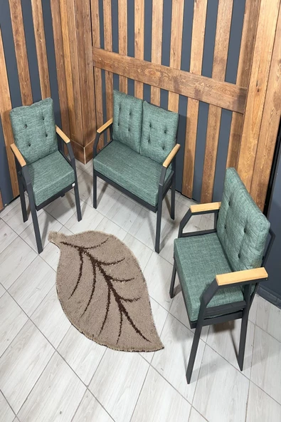 UFUK HOME Kavacık 2 1 1 Masalı Yeşil Bahçe Mobilyası, Balkon Çay Seti, Bahçe Koltuk Takımı, Balkon Takımı - 3