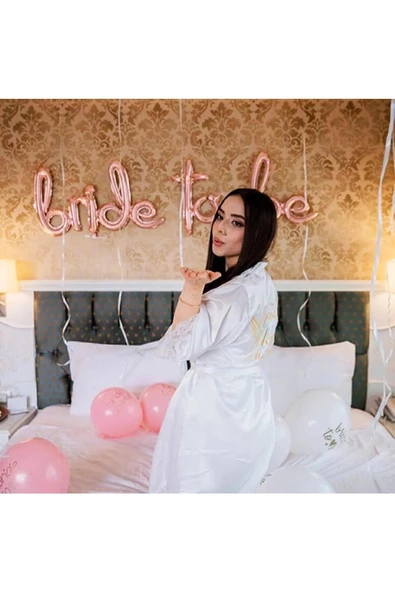 Bride To Be Yazılı El Yazısı Folyo Rose Gold Renkli Balon Bekarlığa Veda Partisi Büyük Balon Seti - 3