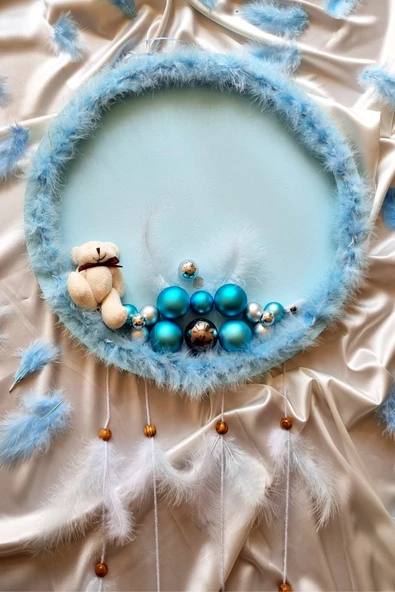 İsim Yazılabilen Ledli Tüylü Bebek Kapı Süsü - 5