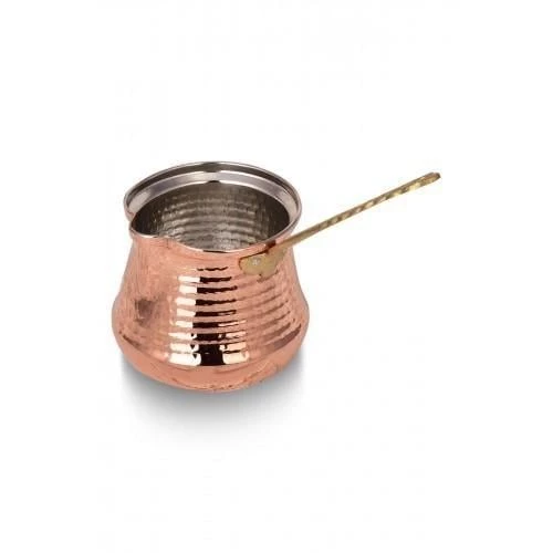 Turna Bakır Sütlük Cezve 1 No Makine Dövme Kırmızı Turna1242-1 - 5