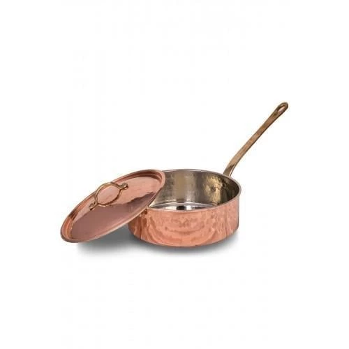 Turna Bakır Karnıyarık Tencere Tek Kulp 3 No 22 Cm El Dövme Kırmızı Turna8164-1 - 4