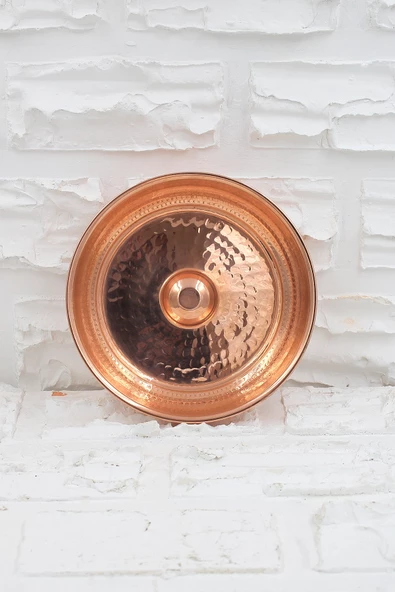 Turna Bakır Kurnacı Hamam Tası 20 Cm El Dövme Kırmızı Turna4054-1 - 2