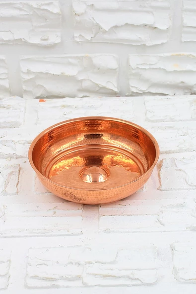 Turna Bakır Kurnacı Hamam Tası 20 Cm El Dövme Kırmızı Turna4054-1 - 4