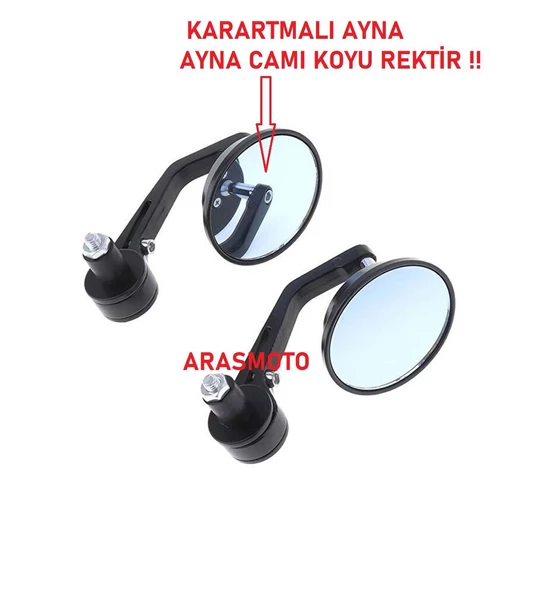 Motosiklet Direksiyon ,Gidon Aynası Koyu Aynalı Oval Yuvarlak,Cafe Racer&Bobber Üniversal _Supermoto