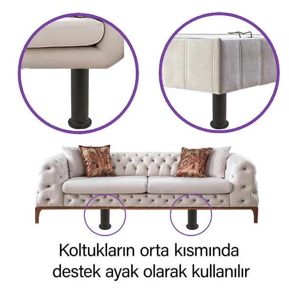 Modül Ayarlanabilir Destek Ayağı 15 X 23 Cm Siyah Ayak Mobilya Kanepe Baza Koltuk Ünite Ayakları - 4