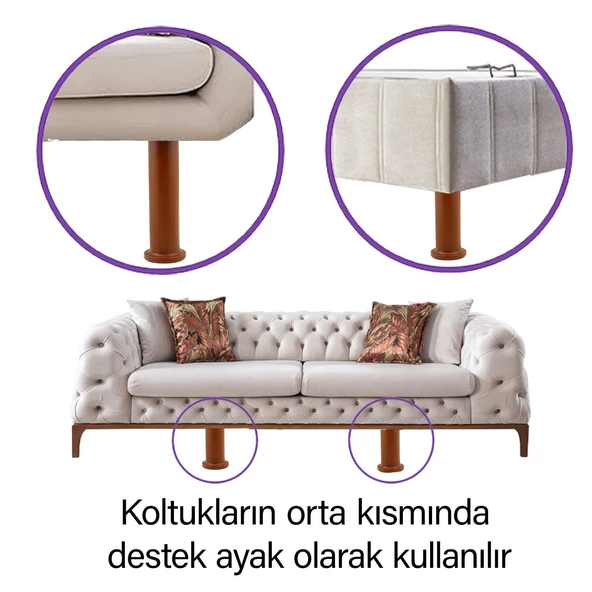 8 Adet Modül Ayarlanabilir Destek Ayağı 15 X 23 Cm Kahverengi Ayak Mobilya Kanepe Baza Koltuk Ünite Ayakları - 4