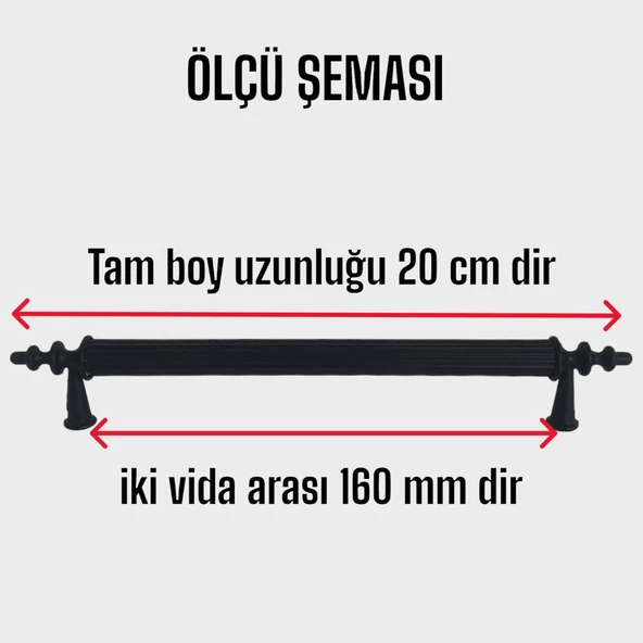 8 Adet Erciyes kulp Siyah 160 mm Kulp Mobilya Mutfak Dolabı Çekmece Dolap Kapak Kulpu Kulbu Metal Kulpları - 3