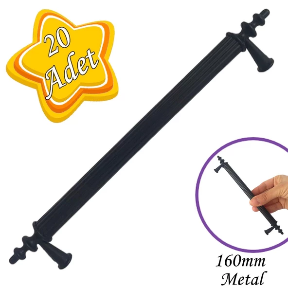 20 Adet Erciyes kulp Siyah 160 mm Kulp Mobilya Mutfak Dolabı Çekmece Dolap Kapak Kulpu Kulbu Metal Kulpları ürün görseli 1