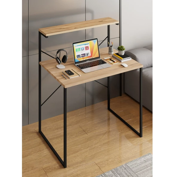 Eportatif Raflı Çalışma Masası 60x90 Ofis Masası Ders Masası Çok Amaçlı Çalışma Masası 1300 - 3