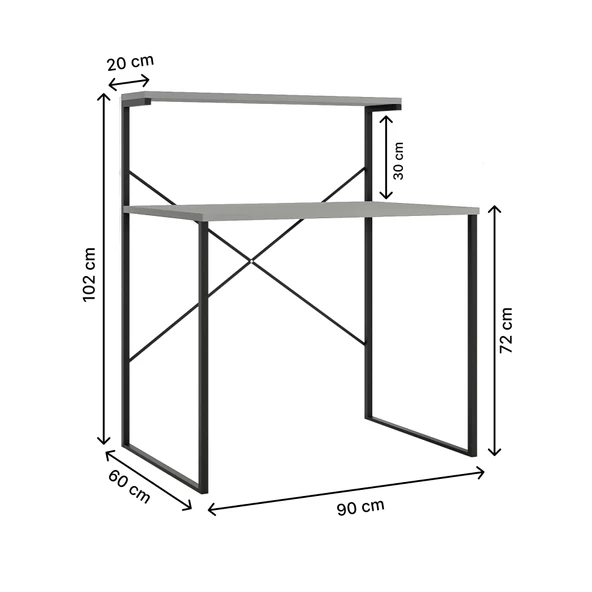 Eportatif Raflı Çalışma Masası 60x90 Ofis Masası Ders Masası Çok Amaçlı Çalışma Masası Beyaz 1309 - 7